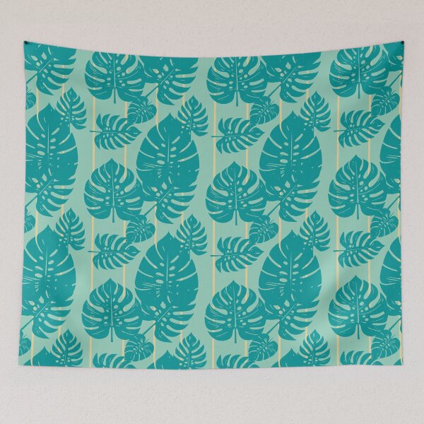 Item preview, Tropical leaves 94 and beige stripes designed and sold by StefanStudioArt.