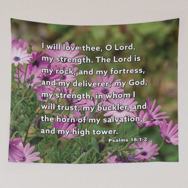 Item preview, Psalms 18:1-2 The Lord Is - Purple African Daisies Photograph designed and sold by InsprtnlArtbyDP.