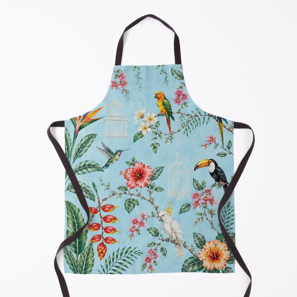 Item preview, Blue Tropical Floral and Bird Pattern – Exotic Island Aesthetic Art designed and sold by Islabonita..