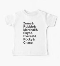 Zuma & Rubble & Marshall & Skye & Everest & Rocky & Chase (Dogs of Paw patrol) Baby Tee