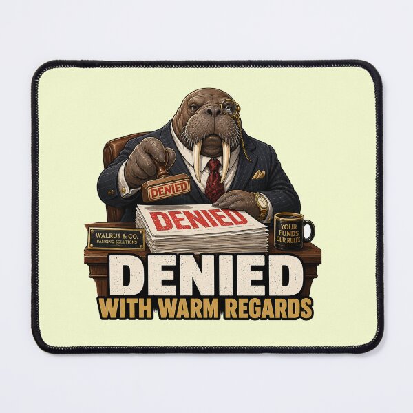 Item preview, Denied Funny Banking Humor Sarcastic Finance Animal Gift designed and sold by Gentlestate.