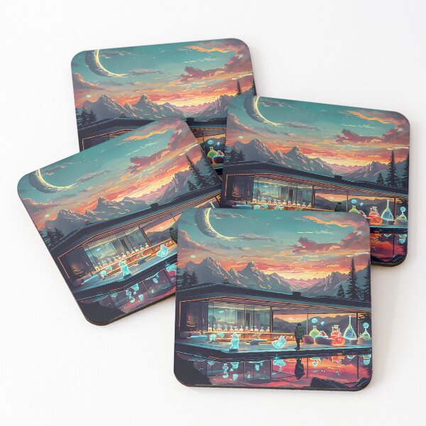 Item preview, Brewing New Vibes - Futuristic Mountain Lab Art designed and sold by Modern Nest Art.