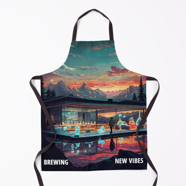 Item preview, Brewing New Vibes - Futuristic Mountain Lab Art designed and sold by Modern Nest Art.