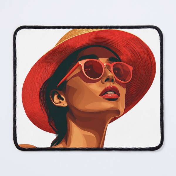 Item preview, Retro Chic Summer Girl Red Straw Hat Sunglasses Aesthetic designed and sold by MagySale.