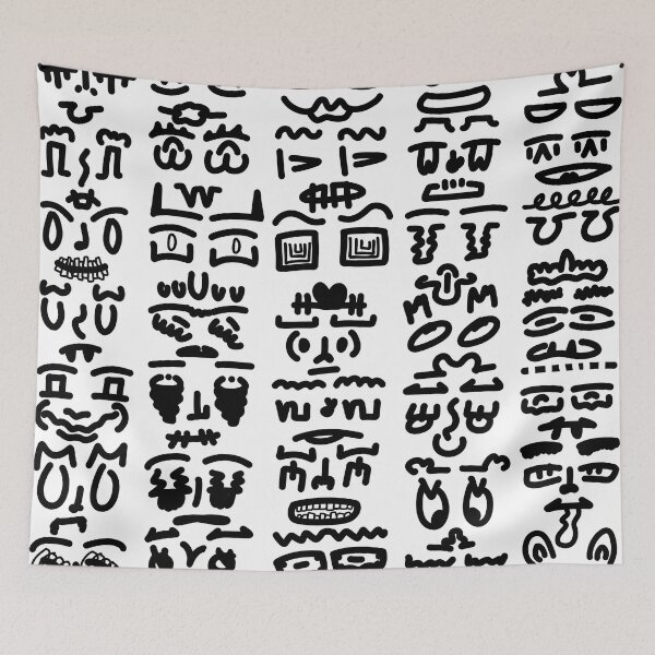 Item preview, Dark Green Abstract Faces – Minimal Doodle Pattern Art designed and sold by felipemaldonadoart.