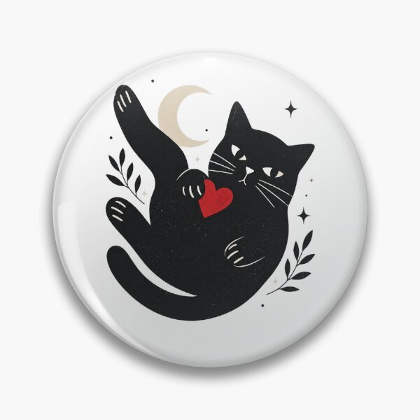 Item preview, Mystical Black Cat — Crescent Moon Red Heart Celestial Design designed and sold by MajesticDES.