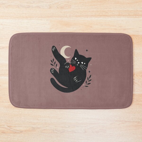 Item preview, Mystical Black Cat — Crescent Moon Red Heart Celestial Design designed and sold by MajesticDES.