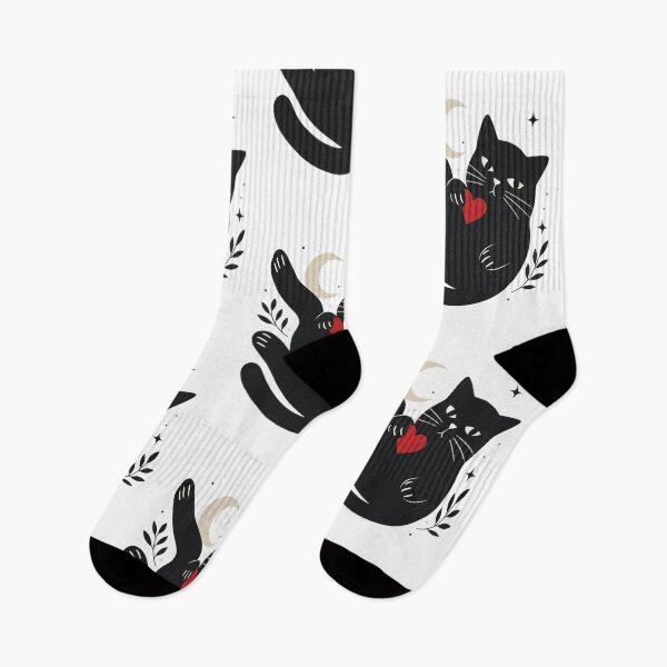 Item preview, Mystical Black Cat — Crescent Moon Red Heart Celestial Design designed and sold by MajesticDES.