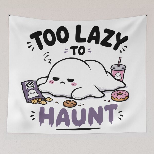 Item preview, Too Lazy to Haunt - Cute Snack Ghost designed and sold by BlackBoneArt.