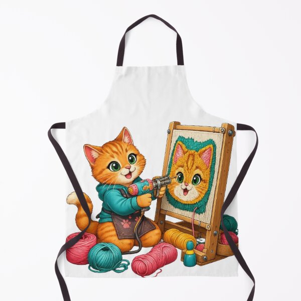 Item preview, Cute Cat Artist Tufting Self Portrait Yarn Art designed and sold by Moody Vibes Studio.