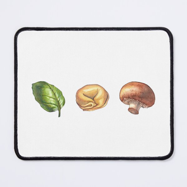 Item preview, Basil Leaf Tortellini Cremini Mushroom Trio - Watercolor Art designed and sold by AquarellChill.