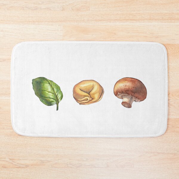 Item preview, Basil Leaf Tortellini Cremini Mushroom Trio - Watercolor Art designed and sold by AquarellChill.