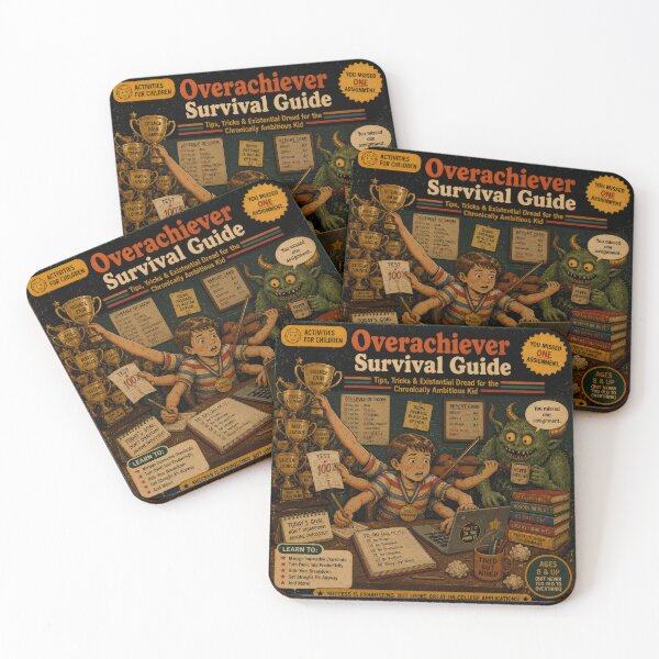 Item preview, Overachiever Survival Guide – Dark Humor Burnout Retro Art designed and sold by 4TinyPaws.