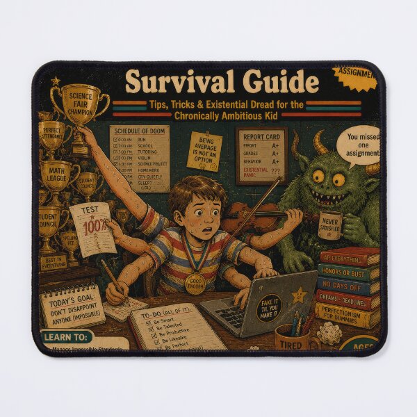 Item preview, Overachiever Survival Guide – Dark Humor Burnout Retro Art designed and sold by 4TinyPaws.