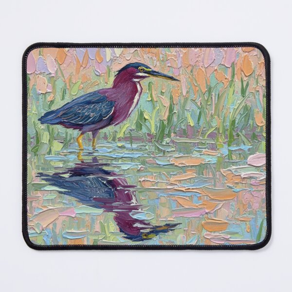 Item preview, Oil Painting-Style Green Heron Hunting designed and sold by Pondside-Pics.