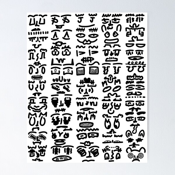 Item preview, Dark Abstract Faces – Minimal Doodle Pattern Artwork designed and sold by felipemaldonadoart.