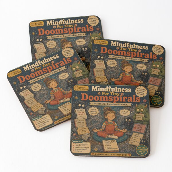 Item preview, Mindfulness For Tiny Doomspirals – Anxiety Humor Retro Art designed and sold by 4TinyPaws.