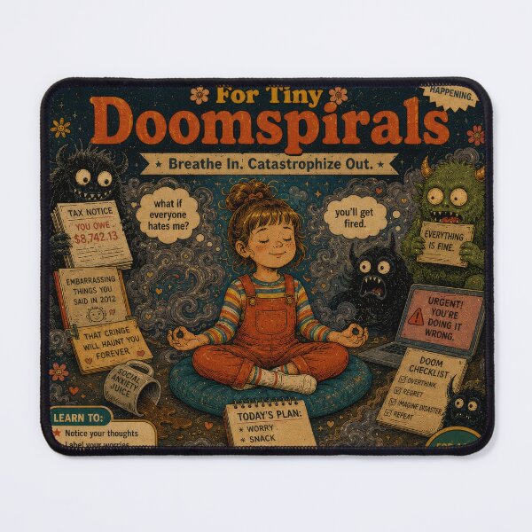 Item preview, Mindfulness For Tiny Doomspirals – Anxiety Humor Retro Art designed and sold by 4TinyPaws.