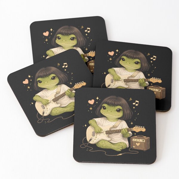 Item preview, Funny Frog Bob Haircut Meme – Cute Guitar Frog Aesthetic designed and sold by Cutie Galore.
