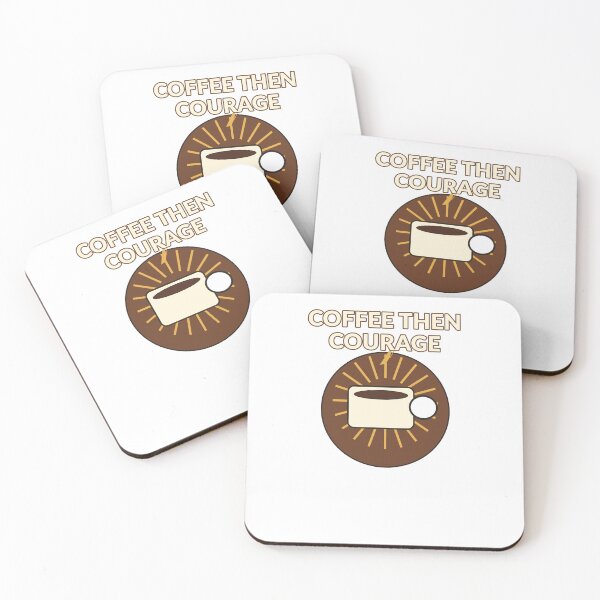 Artikelvorschau, Erst Kaffee, dann Mut - Retro Kaffee Motivations Design entworfen und verkauft von Cozy Oddities Studio.