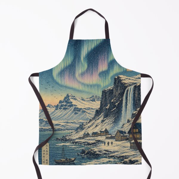 Item preview, Iceland Aurora Ukiyo-e Art Print | Northern Lights Japanese Woodblock Winter Landscape designed and sold by Vandy Fullam.