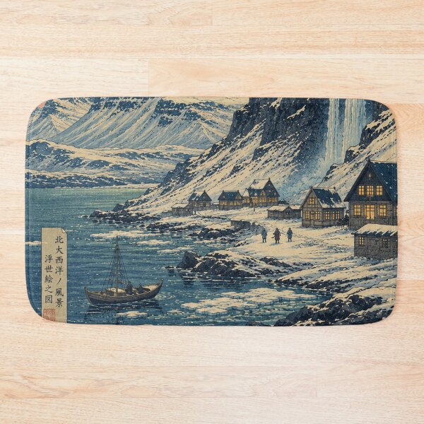 Item preview, Iceland Aurora Ukiyo-e Art Print | Northern Lights Japanese Woodblock Winter Landscape designed and sold by Vandy Fullam.