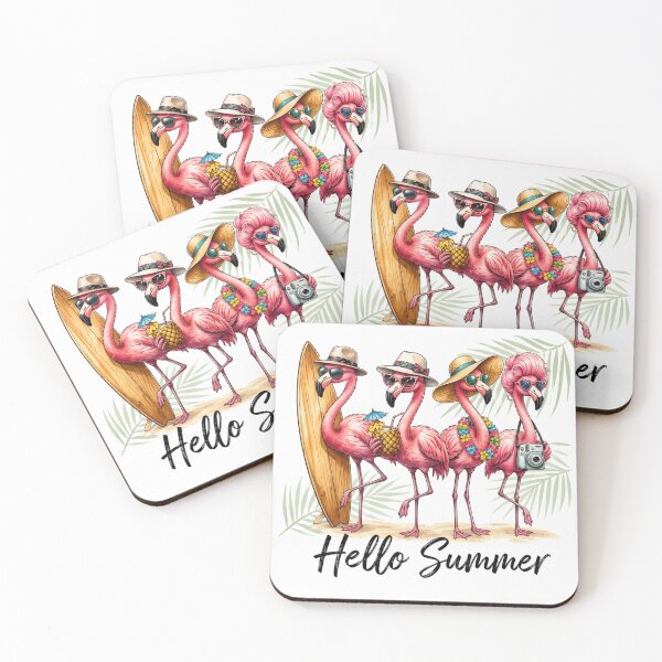 Item preview, Hello Summer Cute Flamingos Beach Vacation Holiday designed and sold by ZENVIRART.