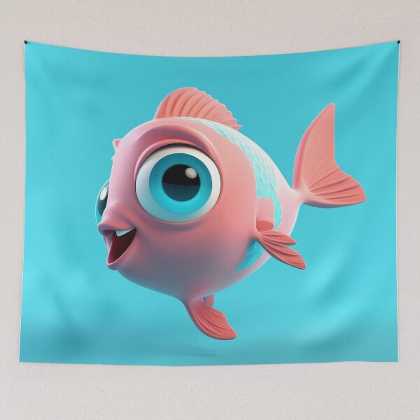 Item preview, ⁠Cute Pink Fish Chibi Undersea Illustration⁠ designed and sold by PrimePrintLab.