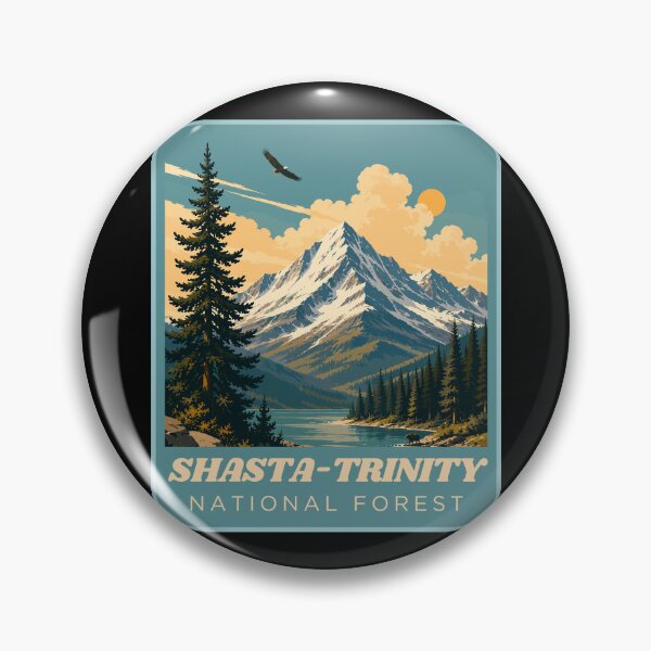 Item preview, Shasta-Trinity National Forest in California - USA, Vintage Art Travel Landscape designed and sold by MaateoDesign.
