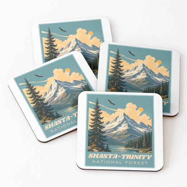 Item preview, Shasta-Trinity National Forest in California - USA, Vintage Art Travel Landscape designed and sold by MaateoDesign.