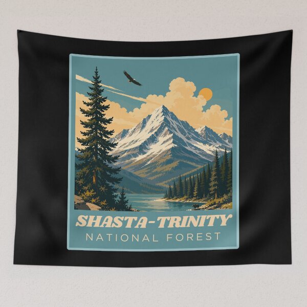 Item preview, Shasta-Trinity National Forest in California - USA, Vintage Art Travel Landscape designed and sold by MaateoDesign.