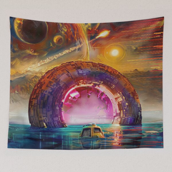 Item preview, Circular neon portal on the horizon designed and sold by JaN44Fotografia.