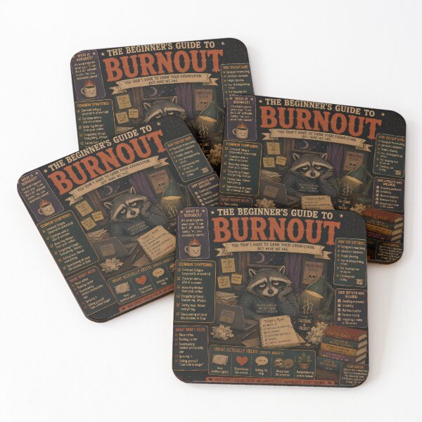Item preview, The Beginner’s Guide To Burnout – Dark Humor Exhausted Raccoon Art designed and sold by 4TinyPaws.