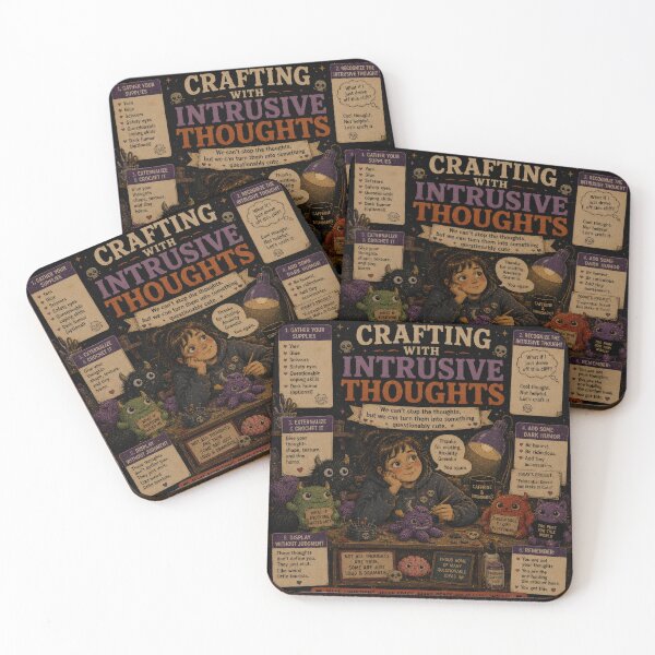 Item preview, Crafting With Intrusive Thoughts – Dark Humor Anxiety Crochet Art designed and sold by 4TinyPaws.
