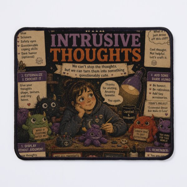 Item preview, Crafting With Intrusive Thoughts – Dark Humor Anxiety Crochet Art designed and sold by 4TinyPaws.