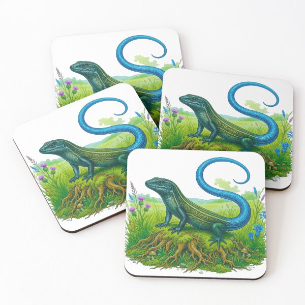 Item preview, Mystical Blue Skink Fantasy Woodland Reptile Art designed and sold by HoneyBreezeCo.