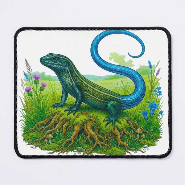 Item preview, Mystical Blue Skink Fantasy Woodland Reptile Art designed and sold by HoneyBreezeCo.