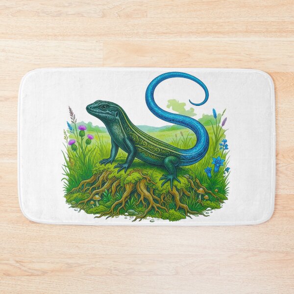 Item preview, Mystical Blue Skink Fantasy Woodland Reptile Art designed and sold by HoneyBreezeCo.
