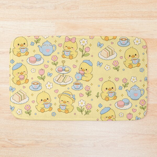 Item preview, Cozy Duck Tea Party Kawaii Pattern designed and sold by Soft Berry Studio.