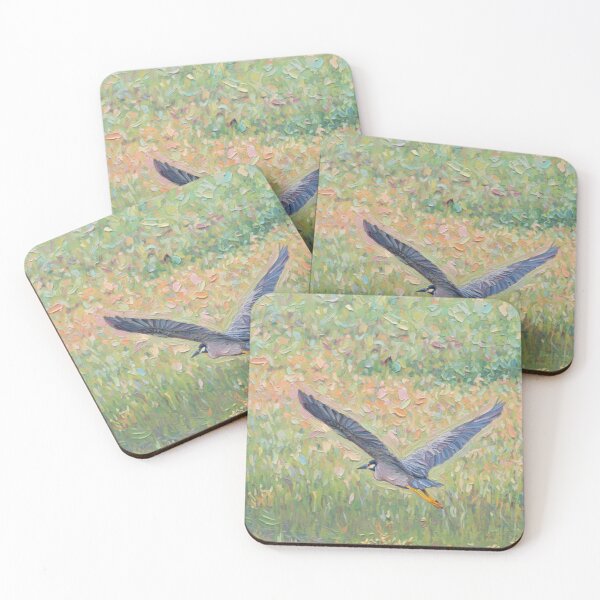Item preview, Oil Painting-Style Yellow-Crowned Night Heron Flying designed and sold by Pondside-Pics.