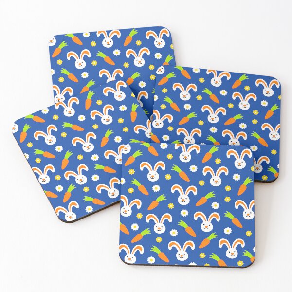 Item preview, Easter Bunnies With Carrots Pattern On Blue designed and sold by DEC02.