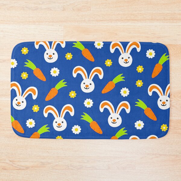 Item preview, Easter Bunnies With Carrots Pattern On Blue designed and sold by DEC02.