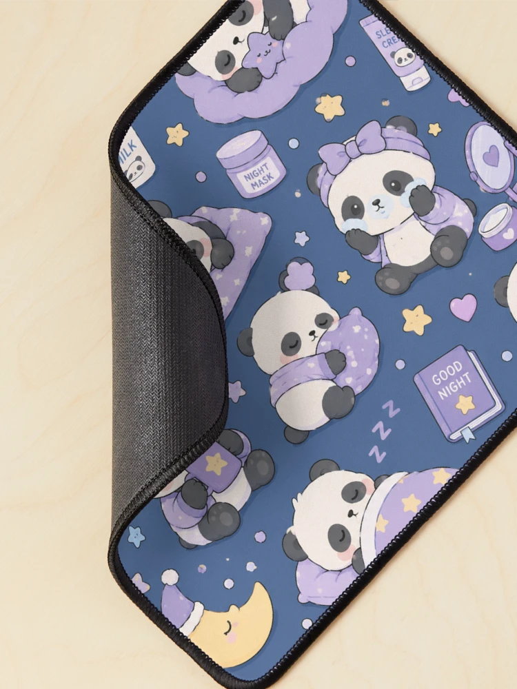 Thumbnail 2 of 5, Mouse Pad, Sleepy Panda Night Routine Pattern designed and sold by Soft Berry Studio.