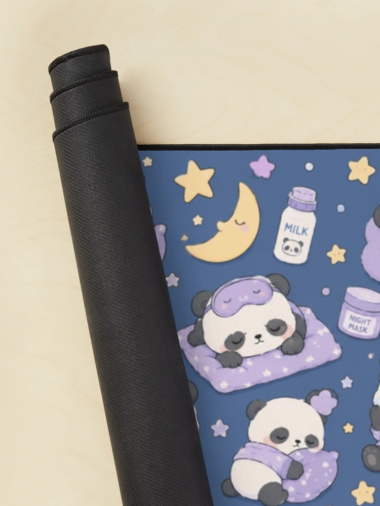 Thumbnail 2 of 5, Mouse Pad, Sleepy Panda Night Routine Pattern designed and sold by Soft Berry Studio.
