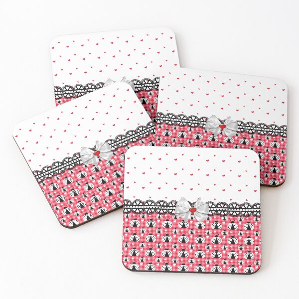 Item preview, Cute White Ladybug and Red Heart Pattern designed and sold by purplesensation.