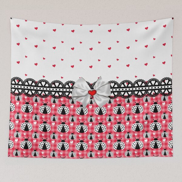 Item preview, Cute White Ladybug and Red Heart Pattern designed and sold by purplesensation.