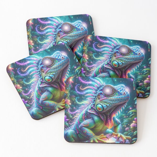 Item preview, Psychedelic Rainbow Iguana | Magical Crystal Jungle Fantasy Art designed and sold by bewitchedcuties.