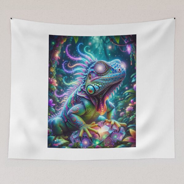 Item preview, Psychedelic Rainbow Iguana | Magical Crystal Jungle Fantasy Art designed and sold by bewitchedcuties.