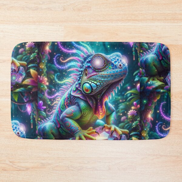 Item preview, Psychedelic Rainbow Iguana | Magical Crystal Jungle Fantasy Art designed and sold by bewitchedcuties.