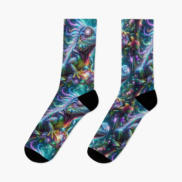 Item preview, Psychedelic Rainbow Iguana | Magical Crystal Jungle Fantasy Art designed and sold by bewitchedcuties.